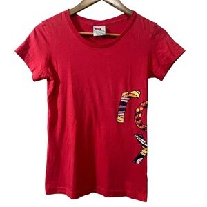 Roxy Paradise Tee Women's S Red Graphic Logo‎ Surf T-Shirt 100% Cotton Beachwear